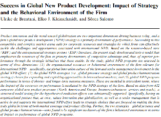 Success in Global New Product Development
